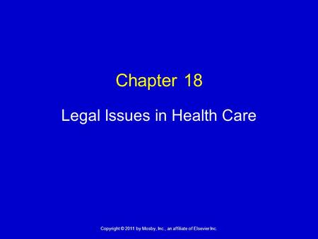 Legal Issues in Health Care