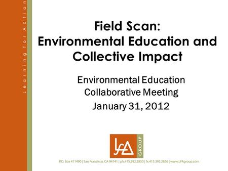 Field Scan: Environmental Education and Collective Impact