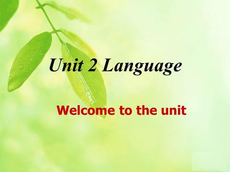 Unit 2 Language Welcome to the unit. Brainstorming (1) Whats your native tongue? Can you speak any other languages?