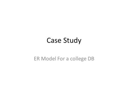 ER Model For a college DB
