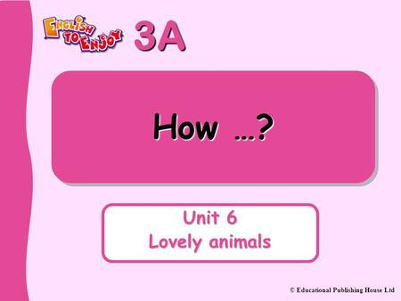 3A © Educational Publishing House Ltd How …? Unit 6 Lovely animals.