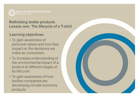 Rethinking textile products Lesson one: The lifecycle of a T-shirt