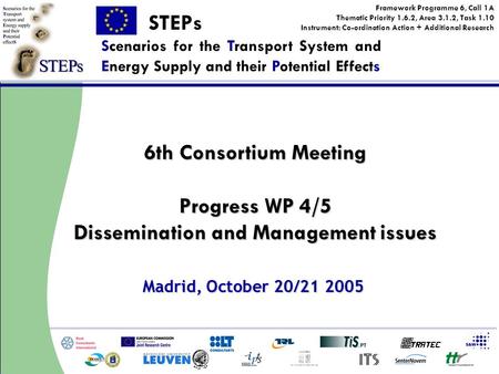 STEPs Scenarios for the Transport System and Energy Supply and their Potential Effects Framework Programme 6, Call 1A Thematic Priority 1.6.2, Area 3.1.2,