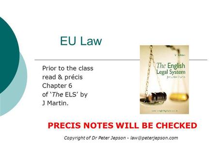Prior to the class read & précis Chapter 6 of ‘The ELS’ by J Martin.