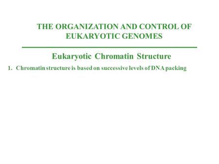 Eukaryotic Chromatin Structure
