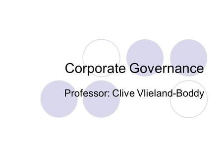 Professor: Clive Vlieland-Boddy