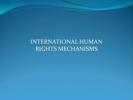 INTERNATIONAL HUMAN RIGHTS MECHANISMS