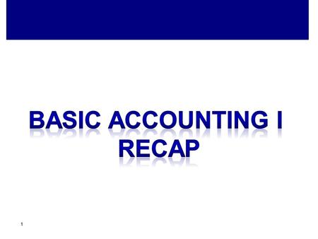 Basic accounting I recap.