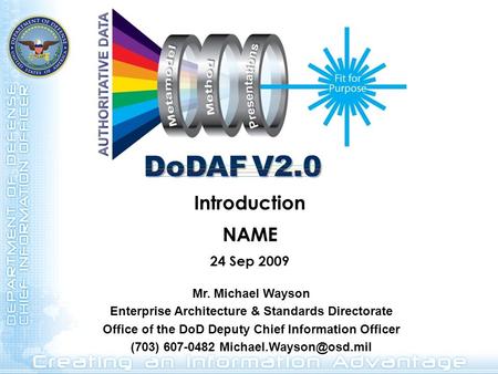 Introduction NAME 24 Sep 2009 Mr. Michael Wayson