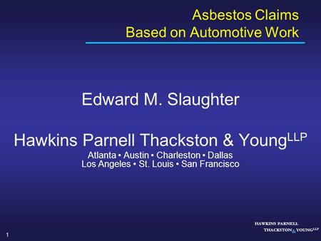 Asbestos Claims Based on Automotive Work