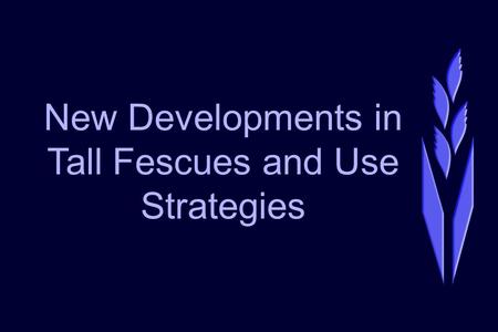 New Developments in Tall Fescues and Use Strategies.
