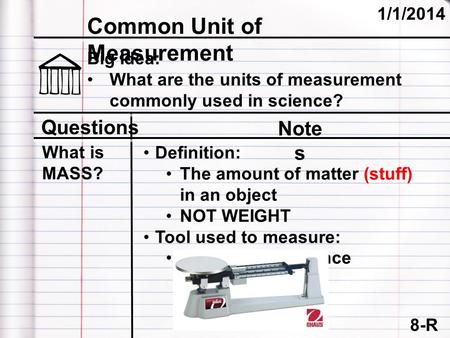 Common Unit of Measurement