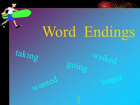 Word Endings wanted going longer walked taking. When to double Double when you find a short vowel next to the last letter bat..batting 1) Is it short?