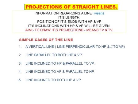 PROJECTIONS OF STRAIGHT LINES.