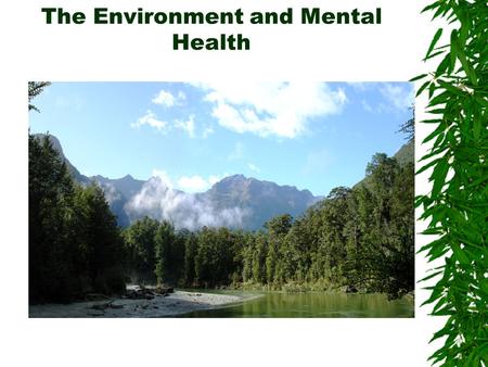 The Environment and Mental Health