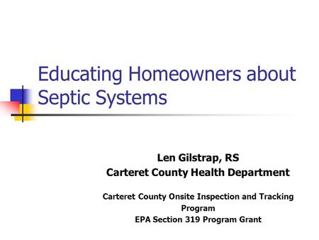 Educating Homeowners about Septic Systems