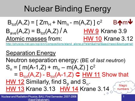 Nuclear Binding Energy