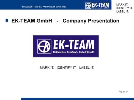 EK-TEAM GmbH - Company Presentation
