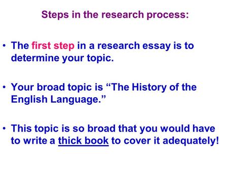 Steps in the research process:
