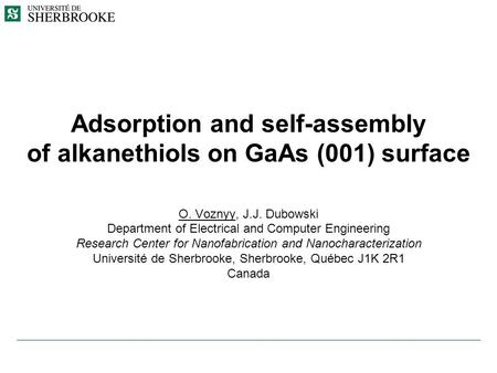 Adsorption and self-assembly of alkanethiols on GaAs (001) surface