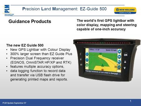 Trimble EZ Guide 250 GPS Lightbar w/ AG15 Antenna Upgrade New Holland 