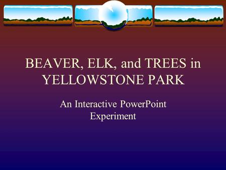 BEAVER, ELK, and TREES in YELLOWSTONE PARK An Interactive PowerPoint Experiment.