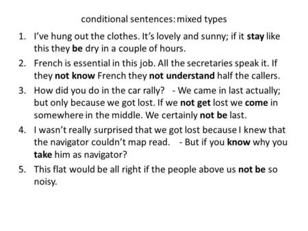 conditional sentences: mixed types