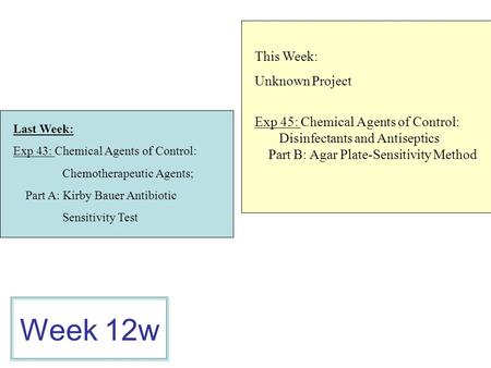 Week 12w This Week: Unknown Project