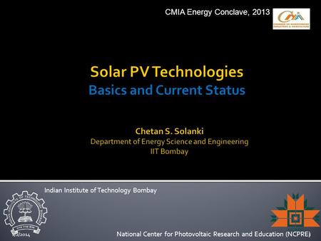 Solar PV Technologies Basics and Current Status