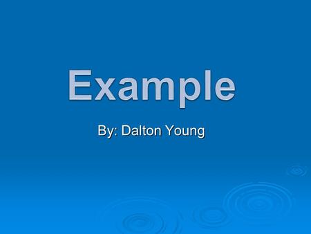 By: Dalton Young. What is an Example? The term example can stand for a variety of things or meanings. The term example can stand for a variety of things.