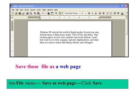 Save these file as a web page