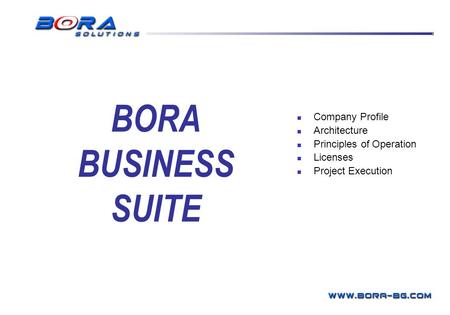 BORA BUSINESS SUITE BORA Business Systems Company Profile Architecture