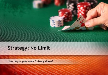 How do you play weak & strong draws? Strategy: No Limit.