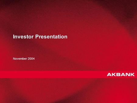 1 Investor Presentation November 2004. 2 Strategy 3 Products 5 Profitability Improvements 15 Annex 21 Agenda.