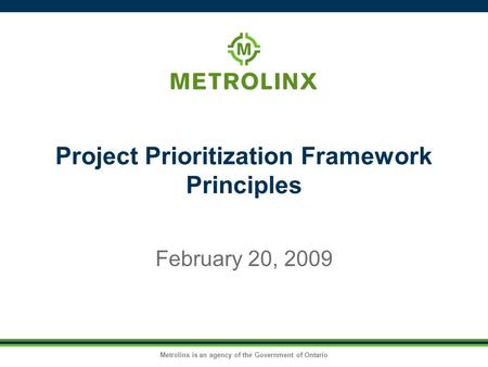 Project Prioritization Framework Principles