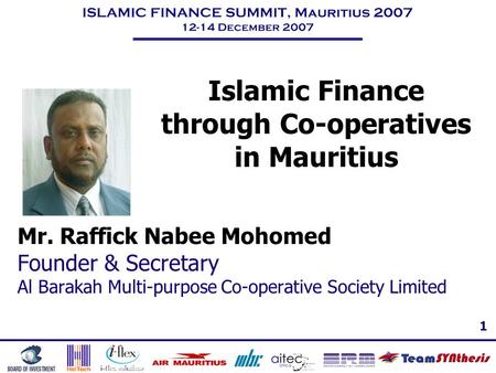 Islamic Finance through Co-operatives in Mauritius