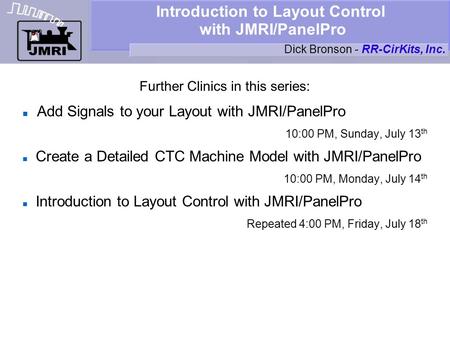 Introduction to Layout Control with JMRI/PanelPro