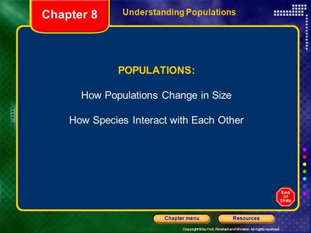 Chapter 8 POPULATIONS: How Populations Change in Size