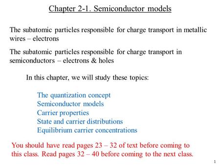 Chapter 2-1. Semiconductor models