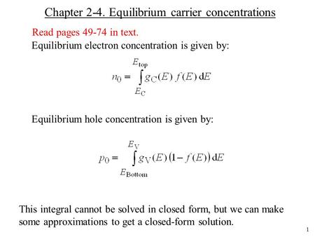 Chapter 2-4. Equilibrium carrier concentrations