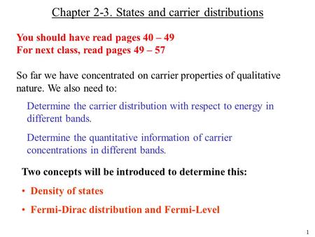 Chapter 2-3. States and carrier distributions