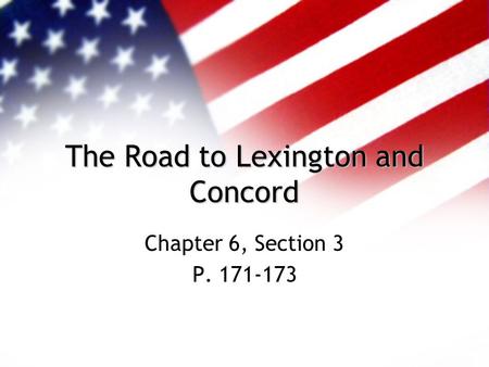 The Road to Lexington and Concord
