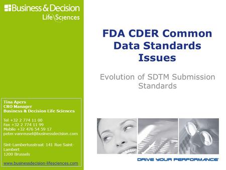 FDA CDER Common Data Standards Issues