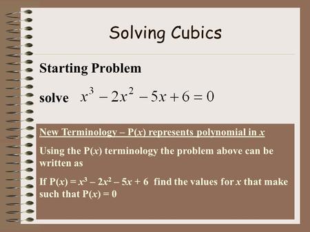 Solving Cubics Starting Problem solve