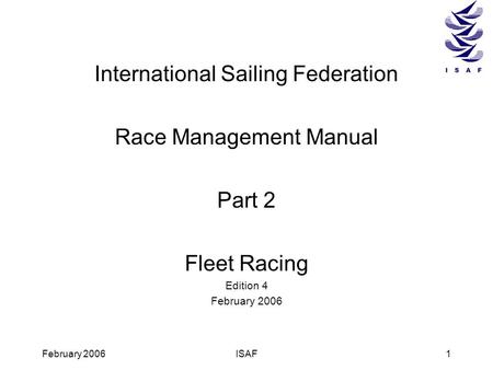 International Sailing Federation Race Management Manual Part 2