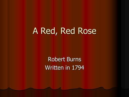 Robert Burns Written in 1794