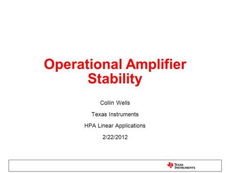 Operational Amplifier Stability