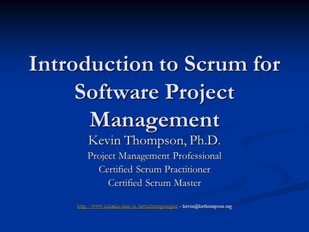 Introduction to Scrum for Software Project Management