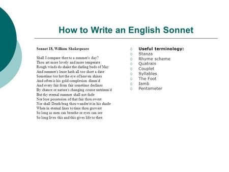 How to Write an English Sonnet