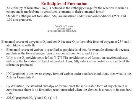 Enthalpies of Formation
